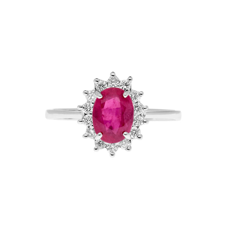 Comete Ring i guld, diamanter og oval rubin ANB 2570