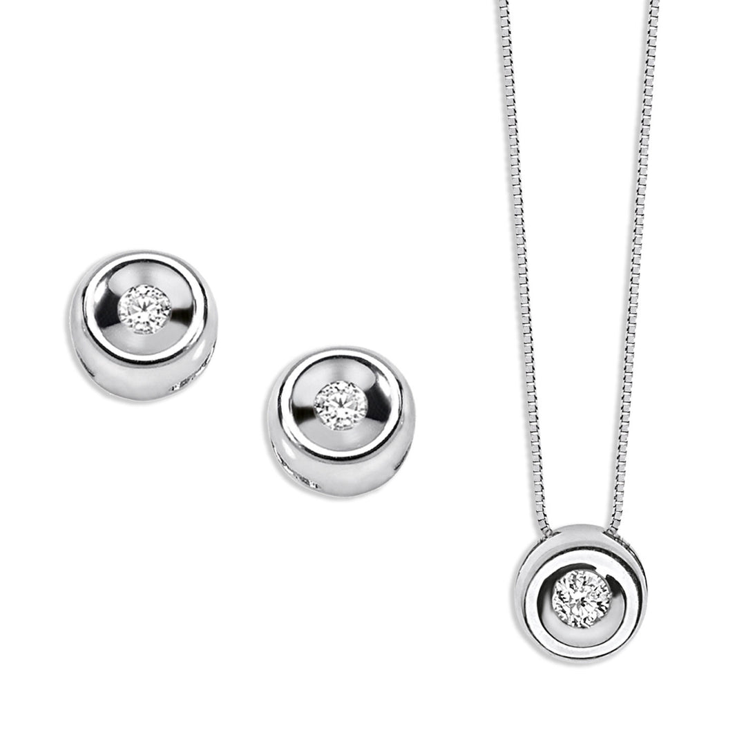 Comete Choker og øreringe Rund lysspids i guld og diamant KIT1415900