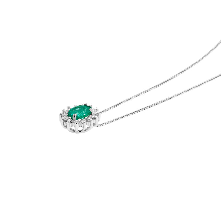 Comete-Halskette aus Gold, Diamanten und ovalem Smaragd GLB1569S3
