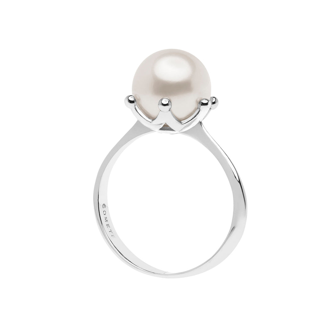 Comete Pearl and Crown Ring i hvidguld ANP384