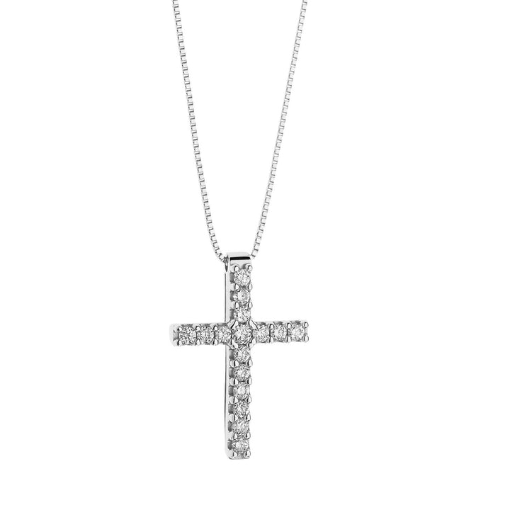 Comete Gold- und Diamant-Kreuz-Halskette GLB1201