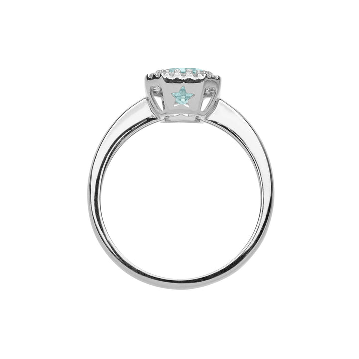 Comete guldring med diamanter og ottekantet akvamarin ANQ311