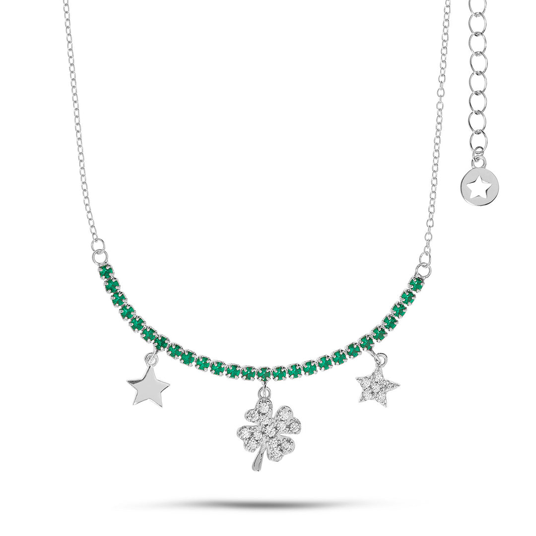 Comete Tennis Choker i Silver Cloverleaf GLA256
