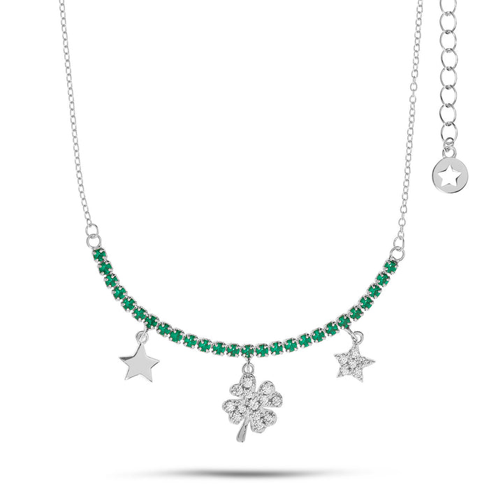 Comete Tennis Choker i Silver Cloverleaf GLA256