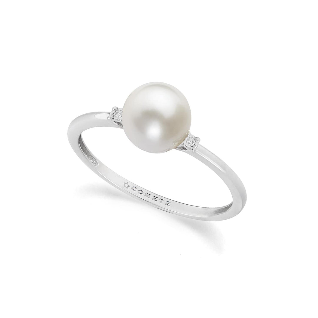 Comete Ring i 750‰ vitguld, diamanter och odlad pärla ANP415