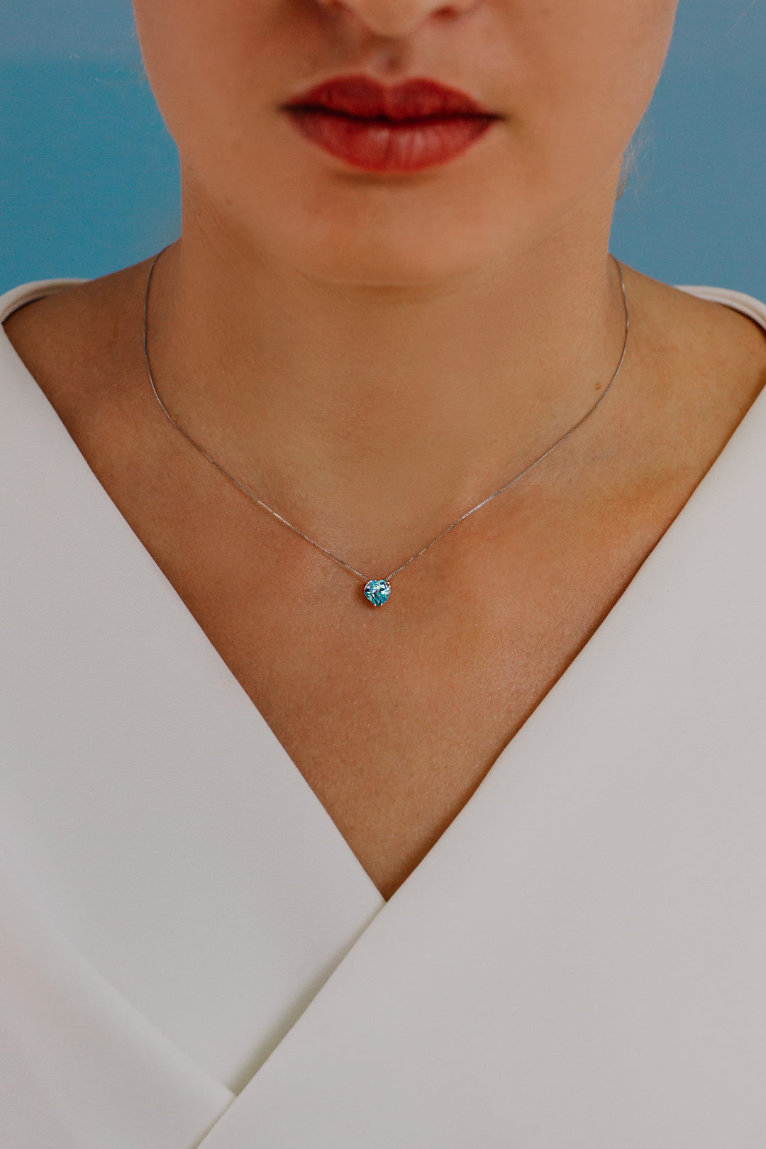 Comete-Halskette aus Roségold und blauem Topas-Herz GLB1546