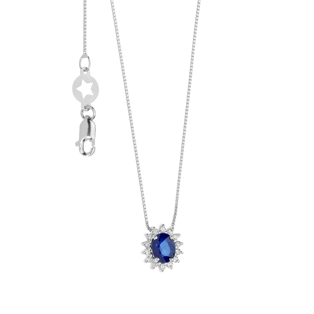 Comete-Halskette aus Gold, Diamanten und ovalem blauem Saphir GLB1567