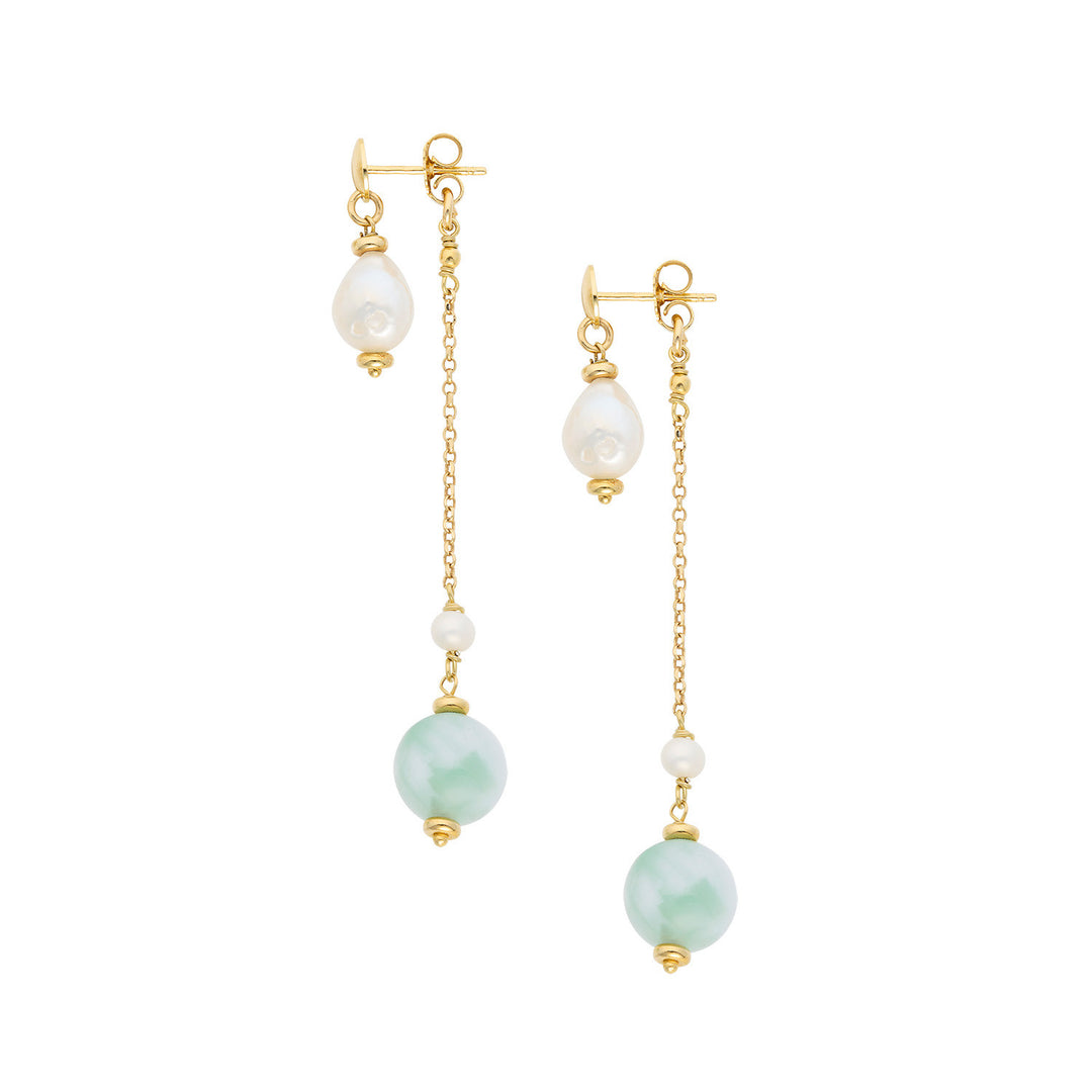 Comete-Ohrringe aus 925‰-Silber mit Acquadolce-Perlen, farbiger Jade, Angelit ORA228