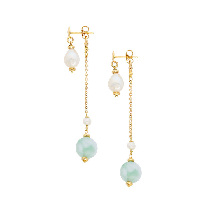 Comete-Ohrringe aus 925‰-Silber mit Acquadolce-Perlen, farbiger Jade, Angelit ORA228