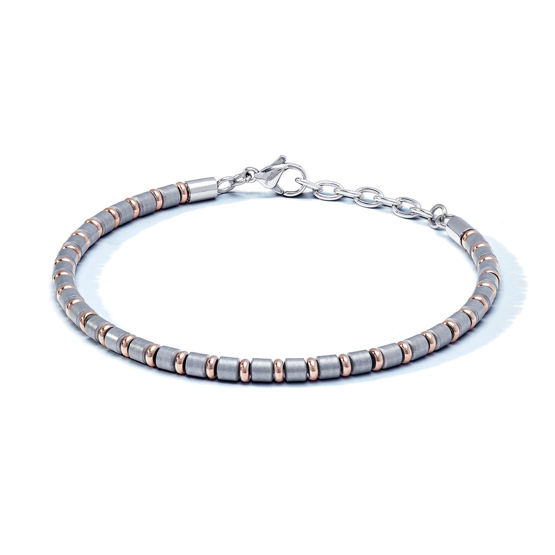 Comete armbånd i stål, pink og grå PVD med hæmatit UBR1145