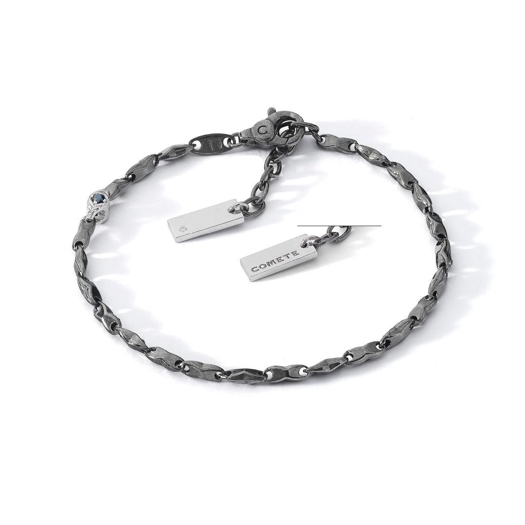 Comete armbånd i poleret og poleret sølv, diamant og sorte spineller UBR1259