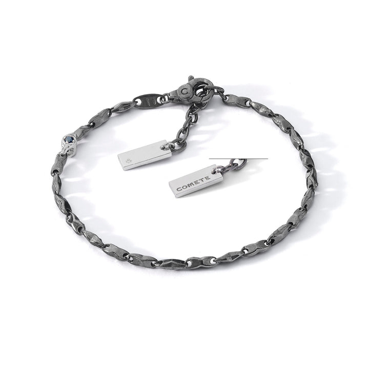 Comete armbånd i poleret og poleret sølv, diamant og sorte spineller UBR1259