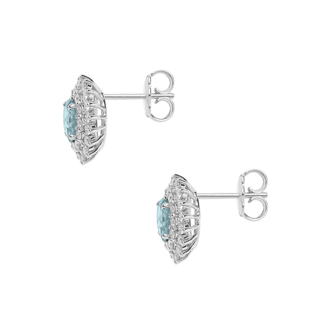 Comete øreringe i guld diamanter Aquamarine oval ORQ260