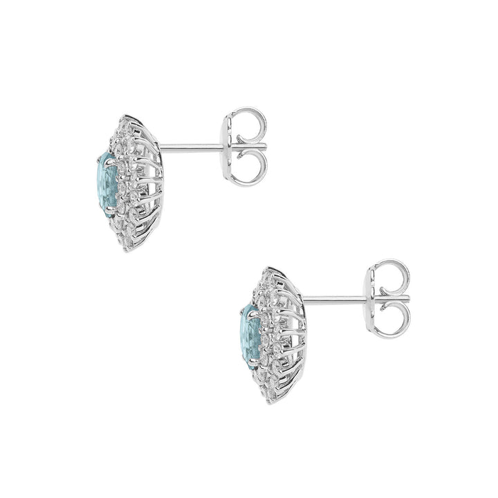 Comete øreringe i guld diamanter Aquamarine oval ORQ260