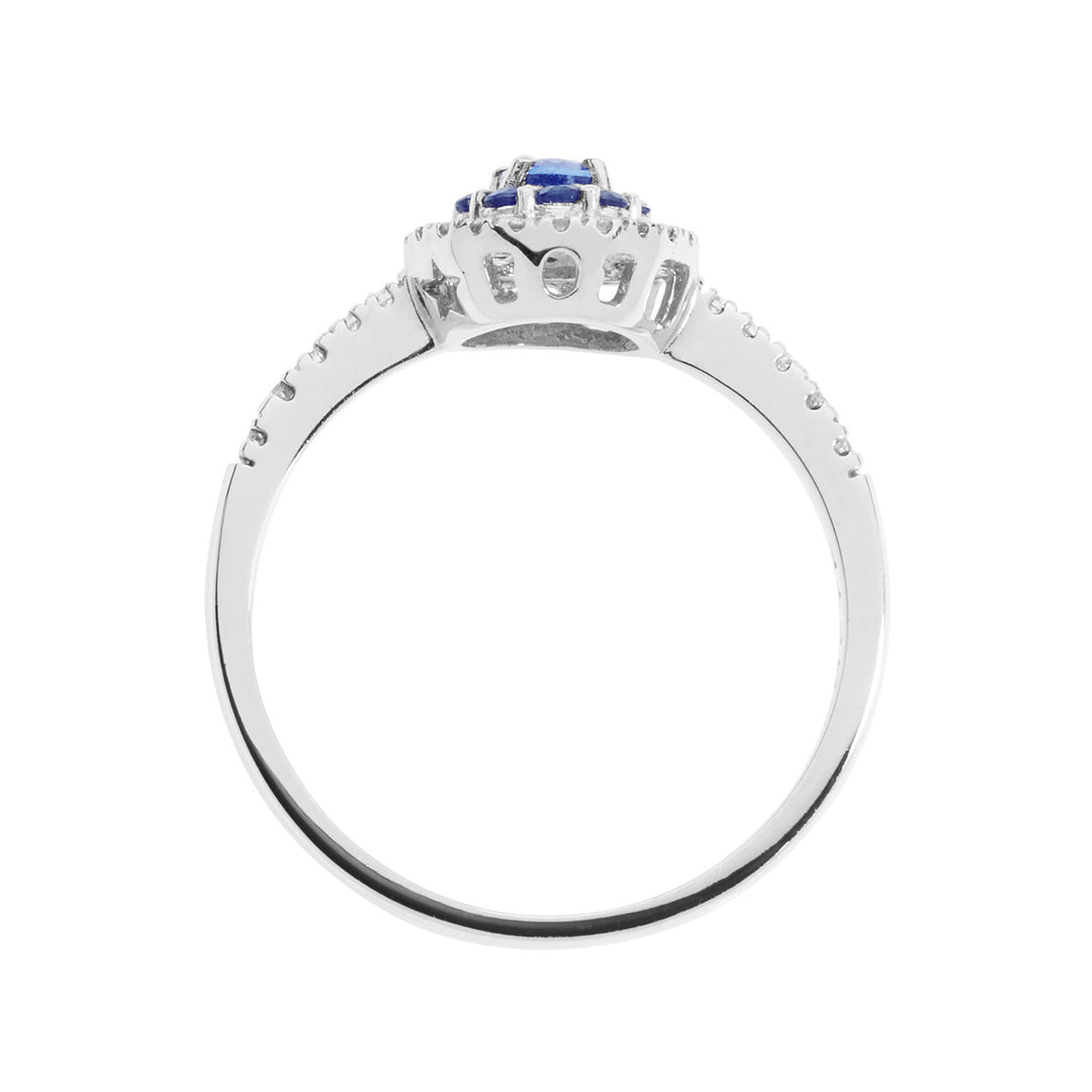 Comete-Goldring mit Diamanten und blauen Saphiren ANB2579