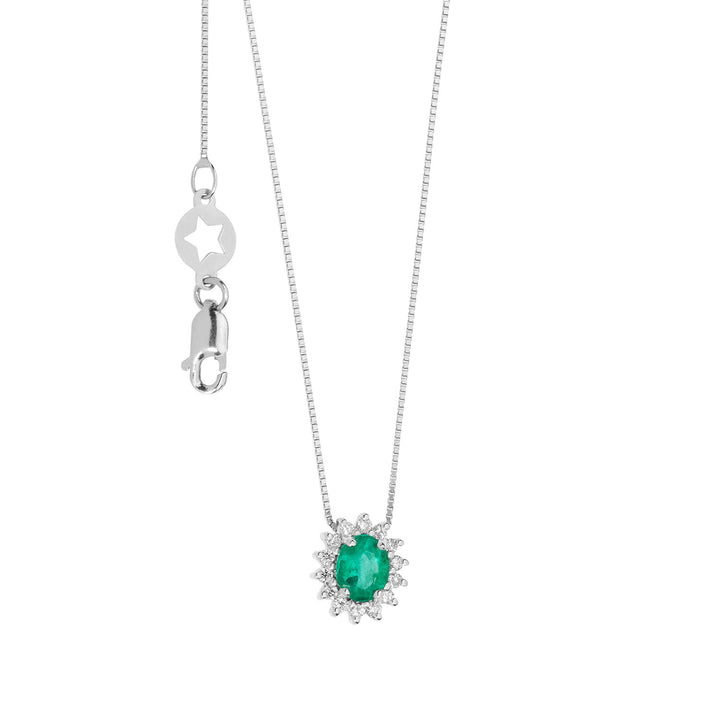 Comete-Halskette aus Gold, Diamanten und ovalem Smaragd GLB1569S3