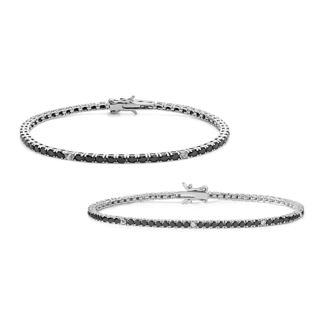 Comete Tennis Men and Women in 925‰ Silver and black and white zircons KIT176M17990M20
