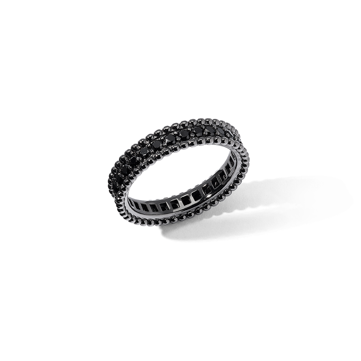 Comete Ring in 925‰ ruthenium silver with black zircons UAN133M24