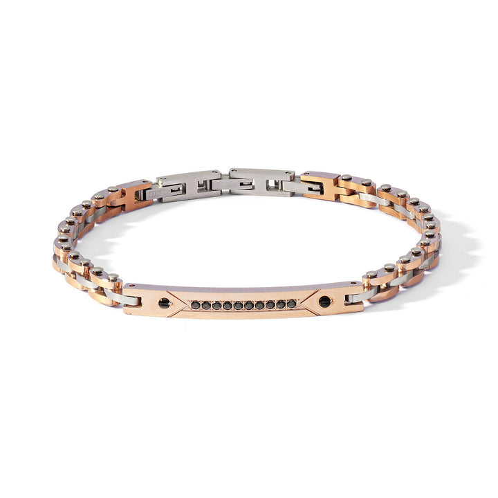 Comete Armbånd Sort stål, pink PVD og sorte zirkoner UBR1189