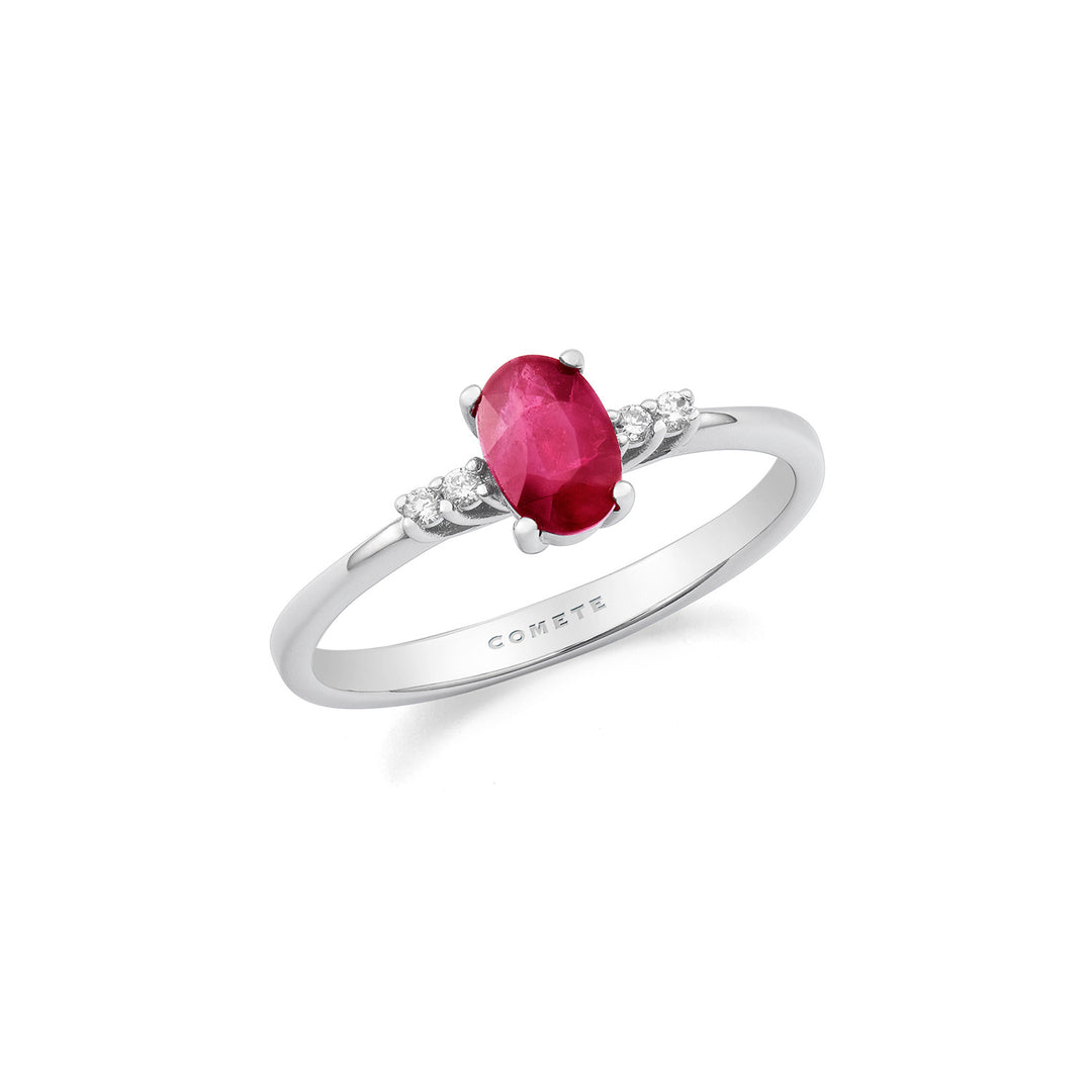 Comete Ring guld og hvide diamanter, oval rubin ANB2687