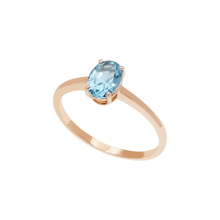 Comete Rose guldring med oval blå topas ANB2679