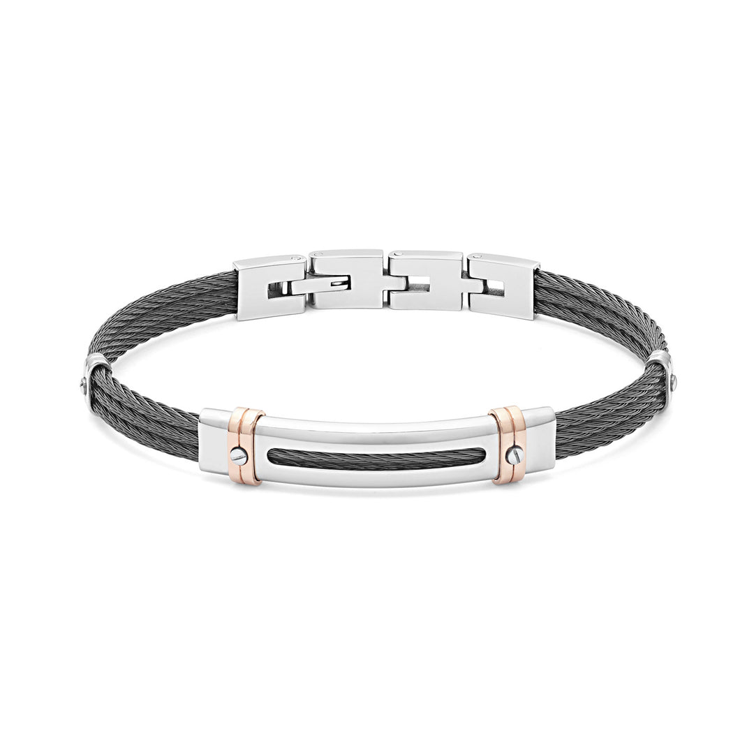 Comete UBR960 sort stål og PVD kabel armbånd