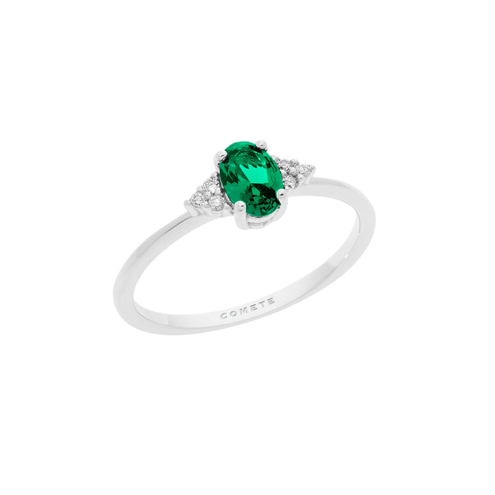 Comete Ring i guld, diamanter og oval smaragd ANB2654