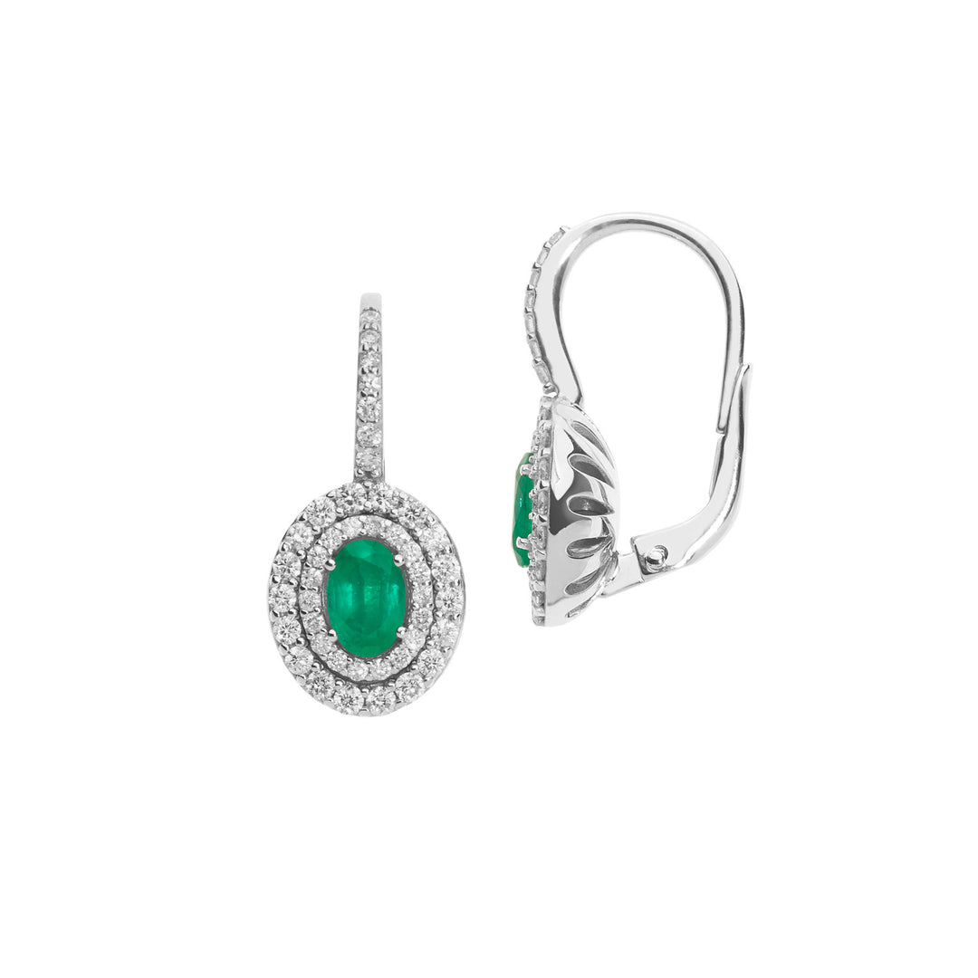 Comete Øreringe i hvidguld med diamanter og ovale smaragder ORB944S3