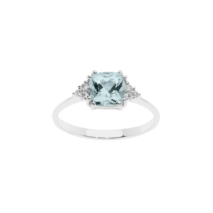 Comete guldring med diamanter og akvamarin gammel slebet ANQ308
