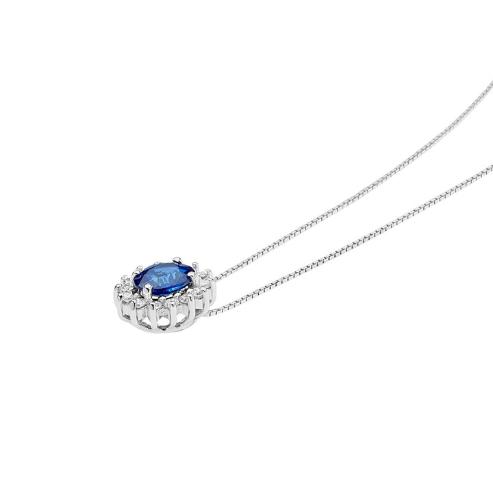 Comete-Halskette aus Gold, Diamanten und ovalem blauem Saphir GLB1567