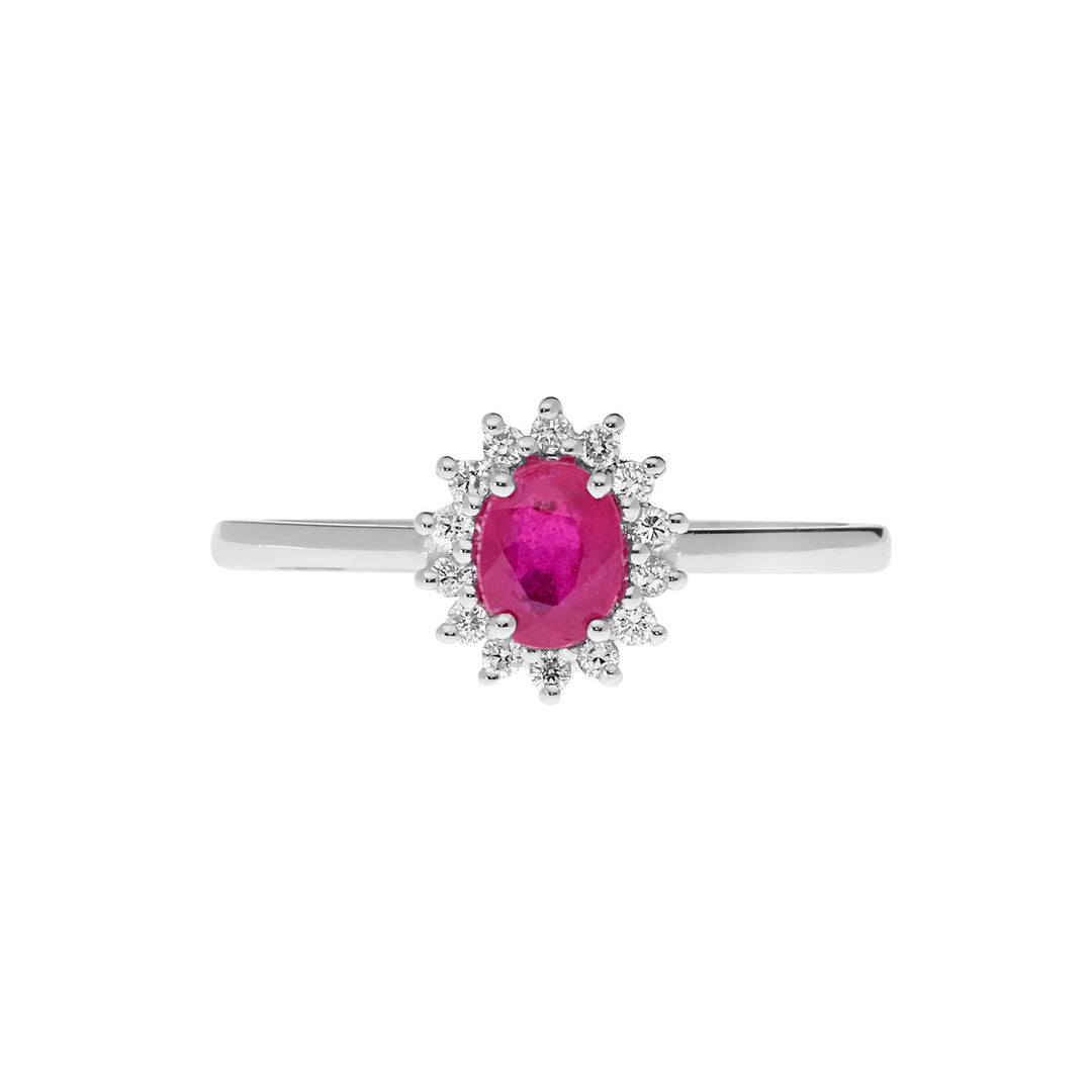 Comete-Ring aus Gold, Diamanten und ovalem Rubin ANB 2573