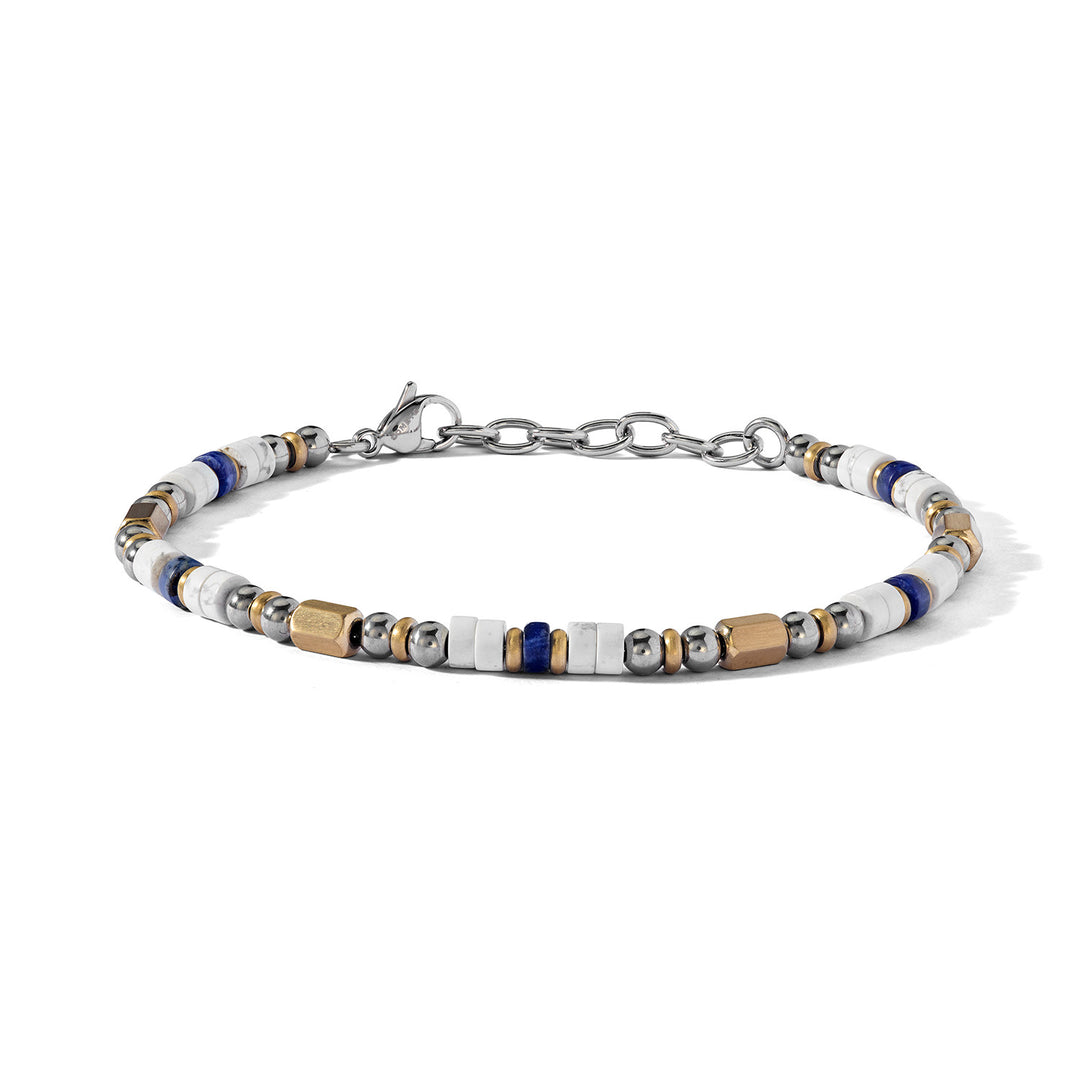 Comete armbånd i stål, gul PVD, hvid Aulite og blå sodalit UBR1274