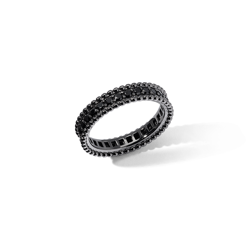 Comete Ring in 925‰ ruthenium silver with black zircons UAN133M16