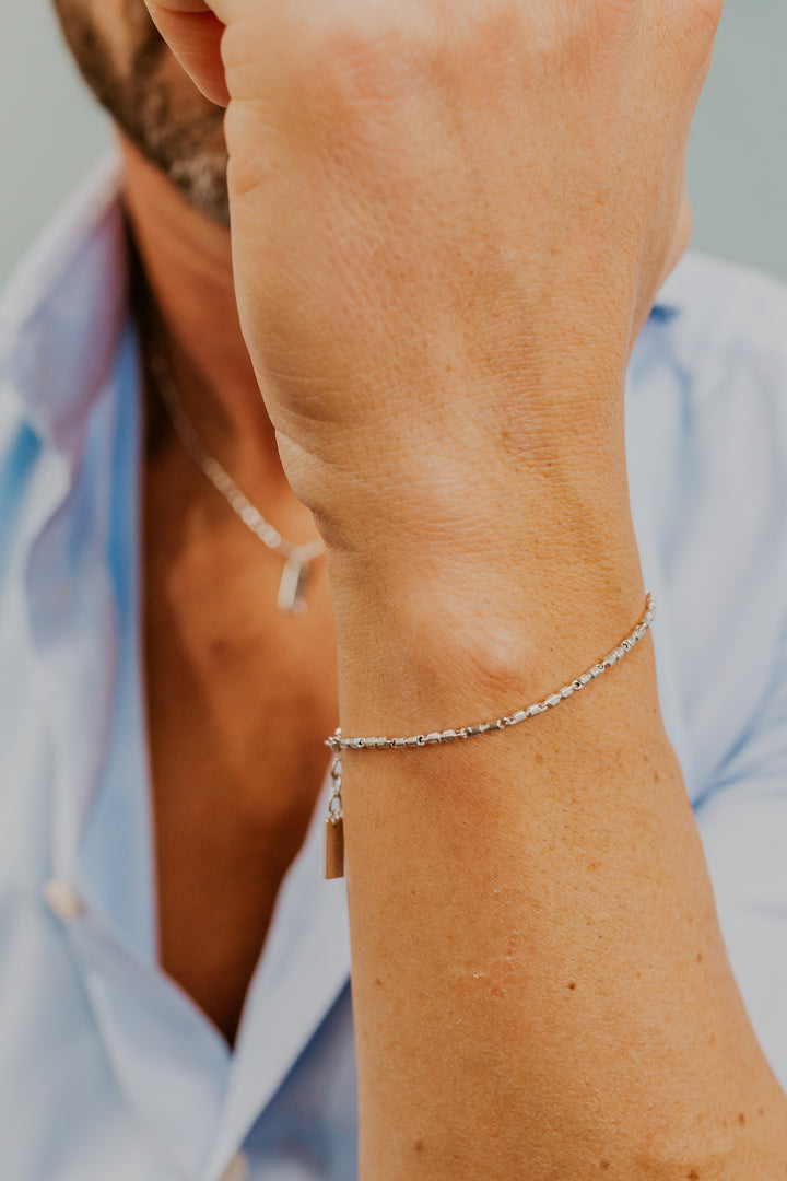 Comete armbånd i poleret og rosé sølv, diamant og sorte spineller UBR1260