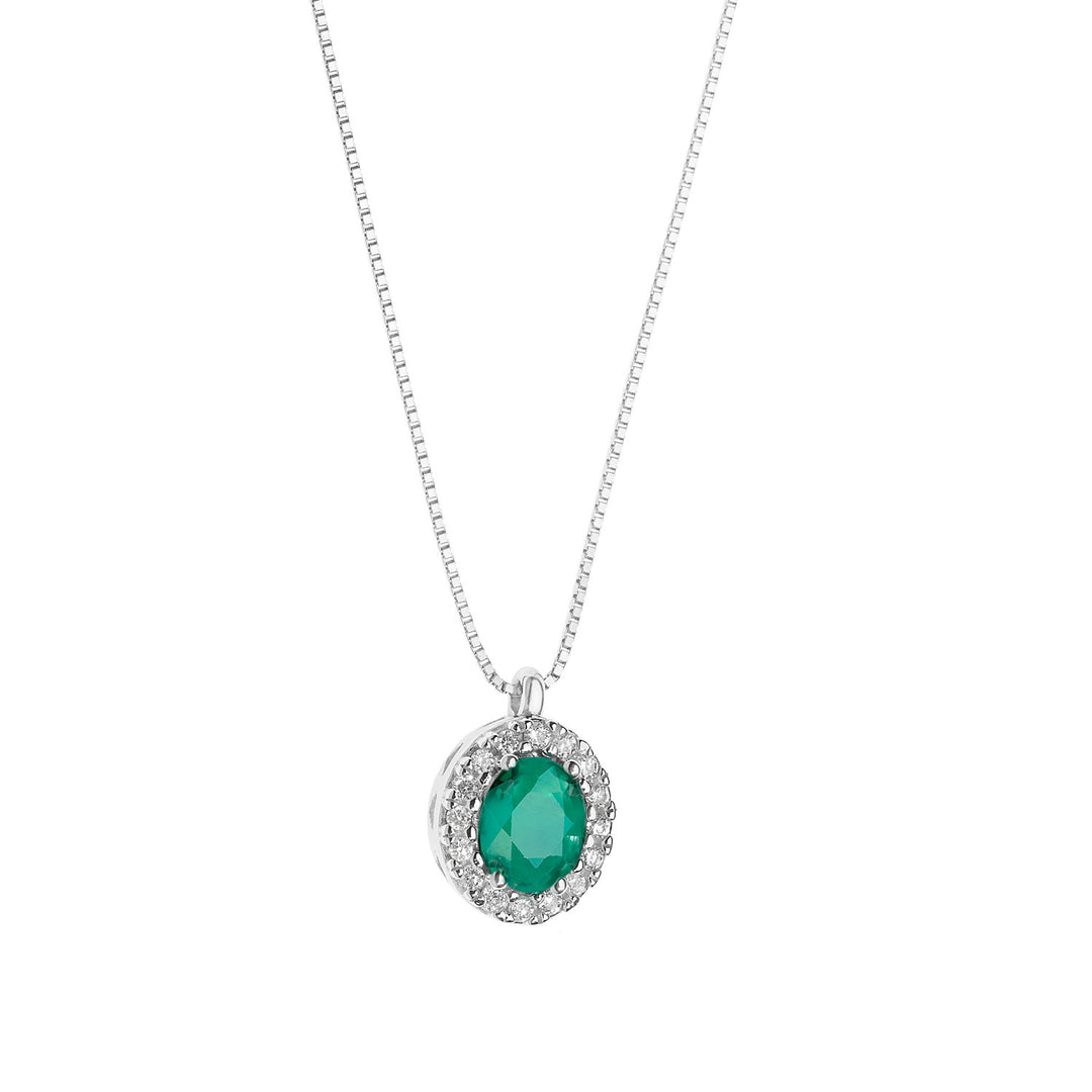Comete guldhalskæde med diamanter og oval smaragd GLB1675S3