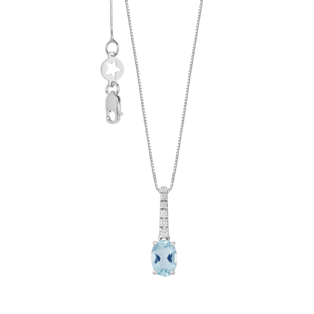 Comete Oval Aquamarine halskæde i guld og diamanter GLQ317