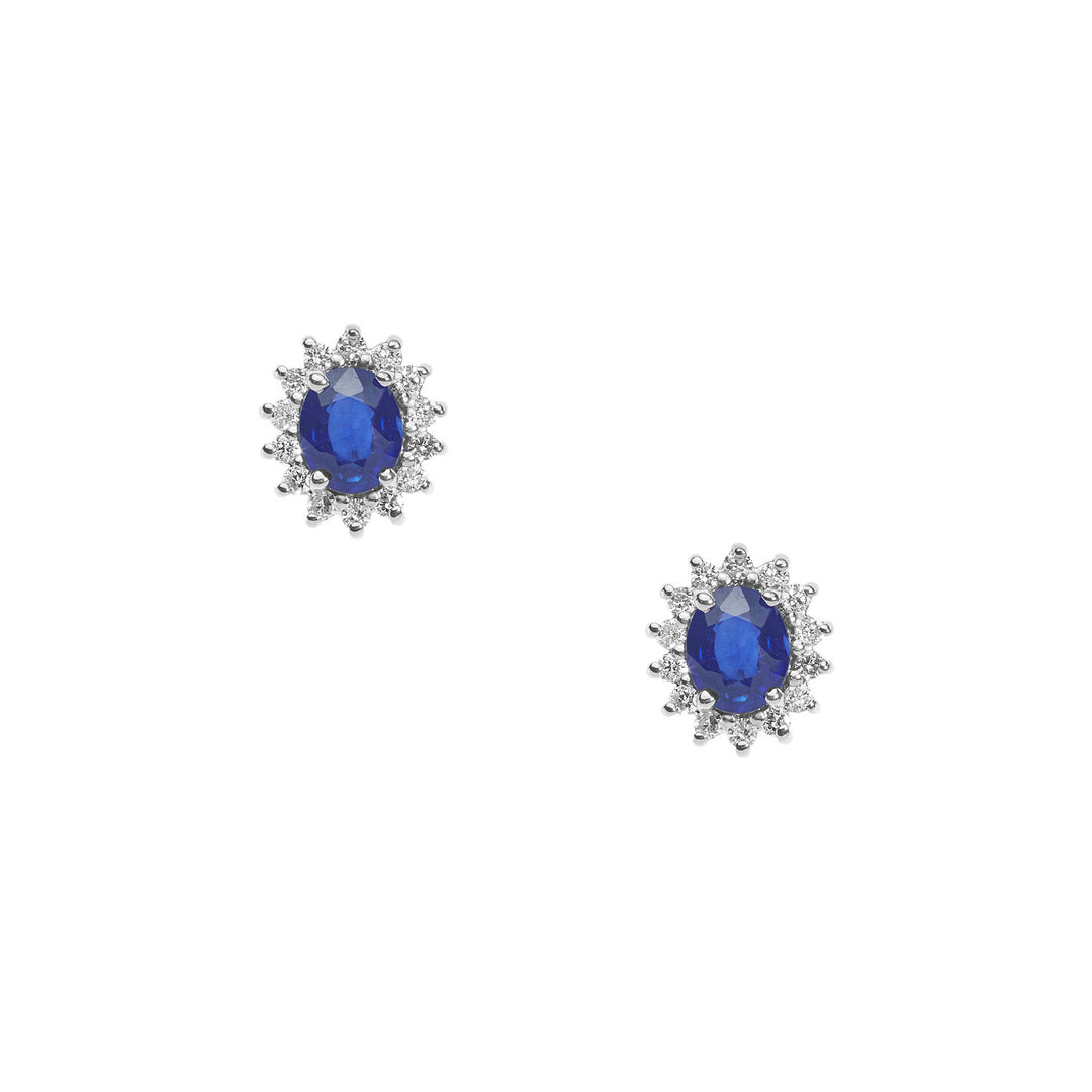 Comete guldøreringe med diamanter og ovale blå safirer ORB1025