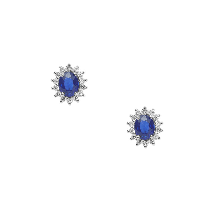 Comete guldøreringe med diamanter og ovale blå safirer ORB1025