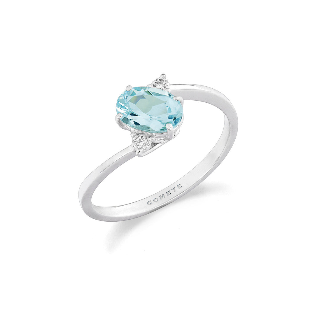 Comete Ring guld og hvide diamanter med oval akvamarin ANQ355