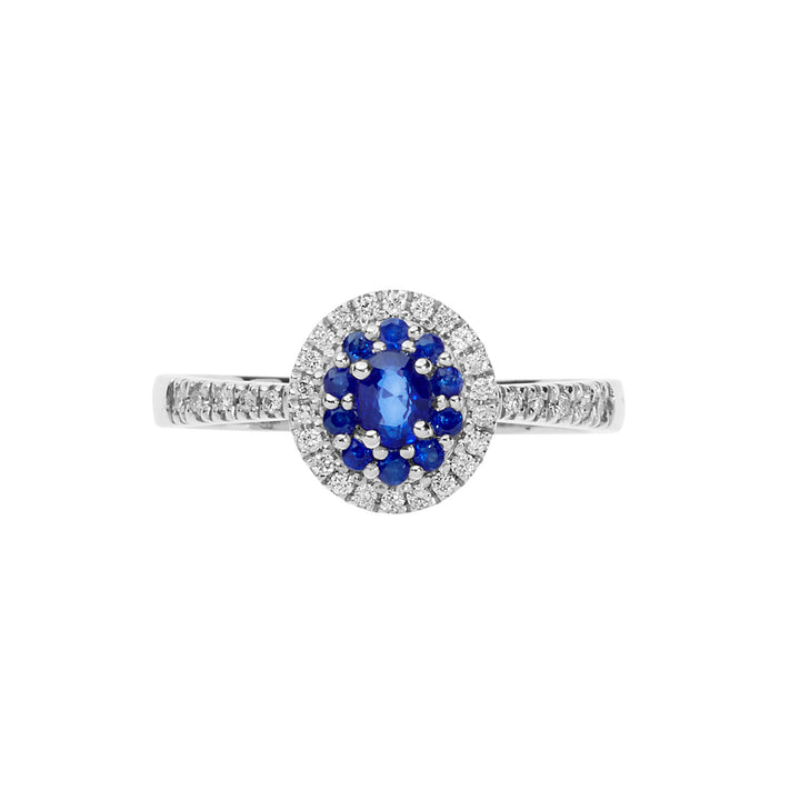 Comete-Goldring mit Diamanten und blauen Saphiren ANB2579