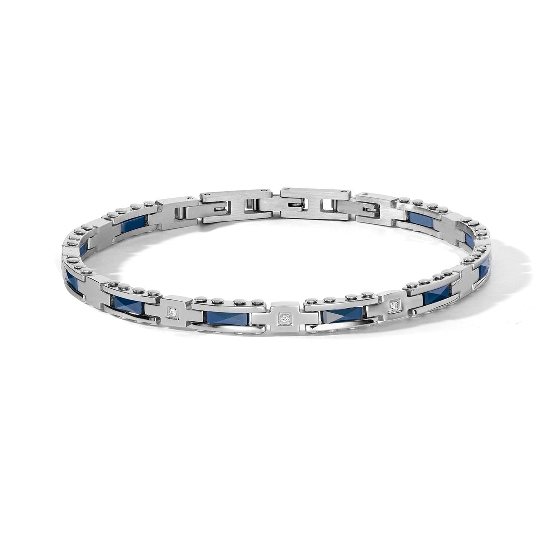 Comete Bracelet in steel, blue ceramic and white zircons UBR1306