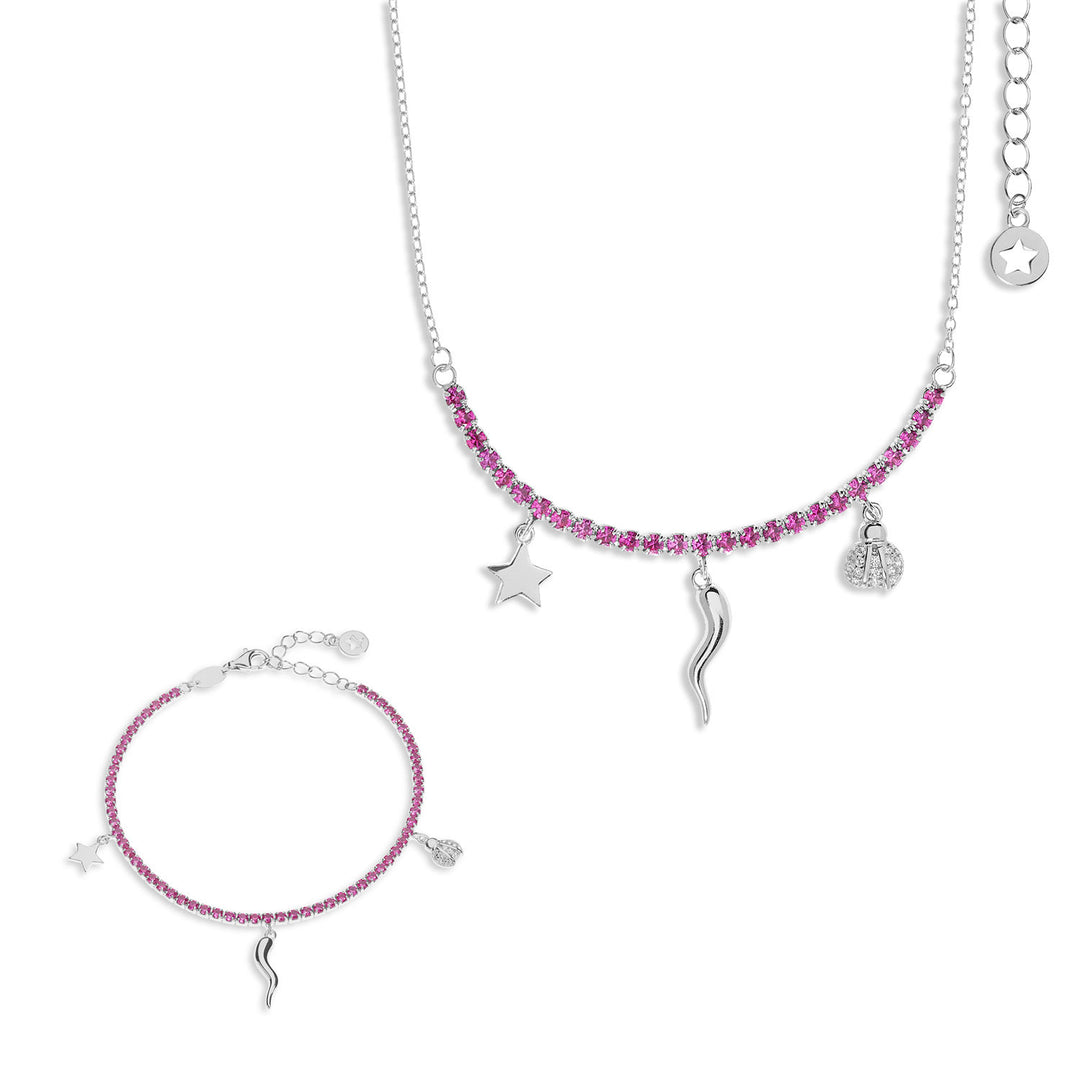 Comete halskæde og armbånd i sølv med horn, Talisman kollektion KIT255250