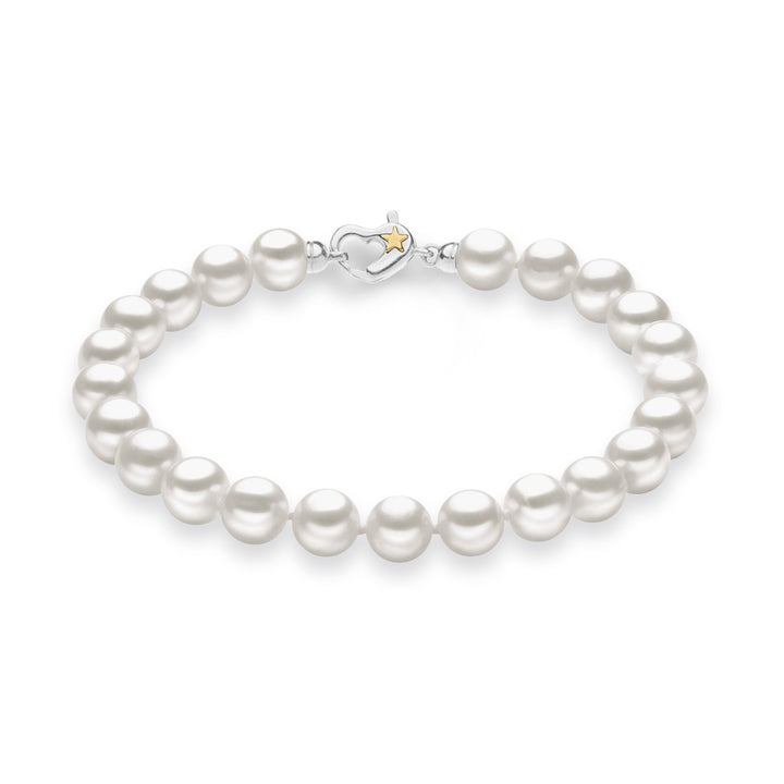Comete Acquadolce Perlenstrang-Armband aus Silber und Gelbgold, Stern BRQ310