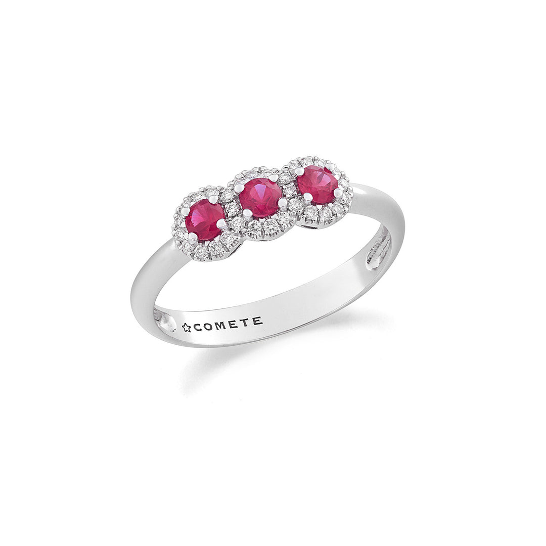 Comete Trilogy Ring med guld rubiner og hvide diamanter ANB2728