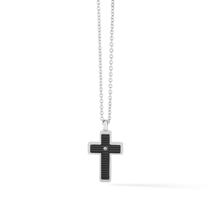 Comete Cross halskæde i stål og sort PVD fra UGL635 Texture Collection