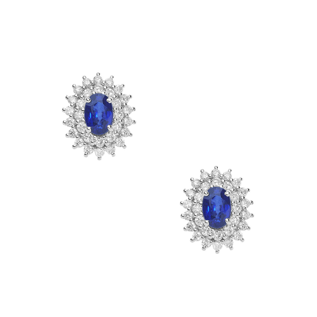 Comete guldøreringe med diamanter og ovale blå safirer ORB1056