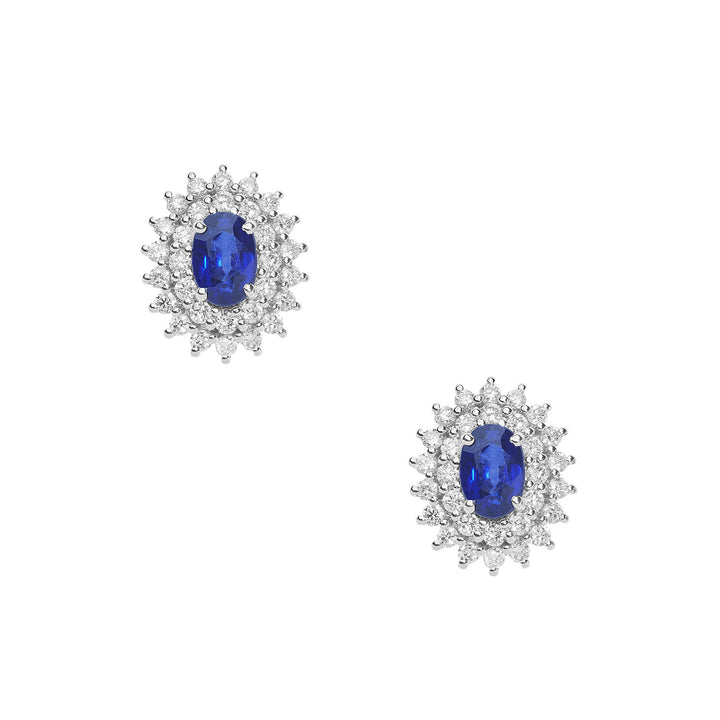 Comete guldøreringe med diamanter og ovale blå safirer ORB1056