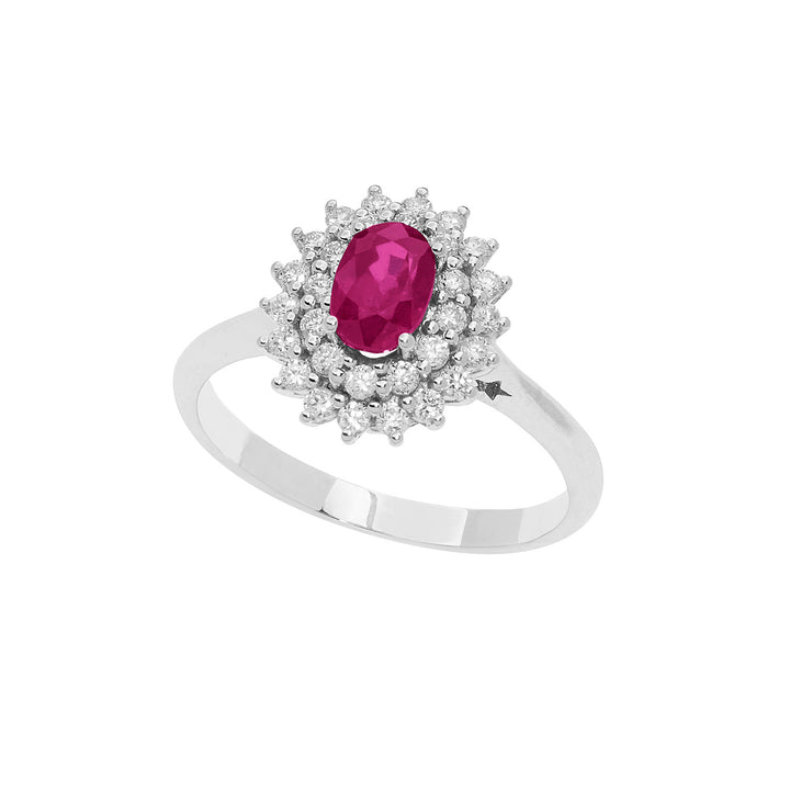 Comete Ring i guld, diamanter og oval rubin ANB2622