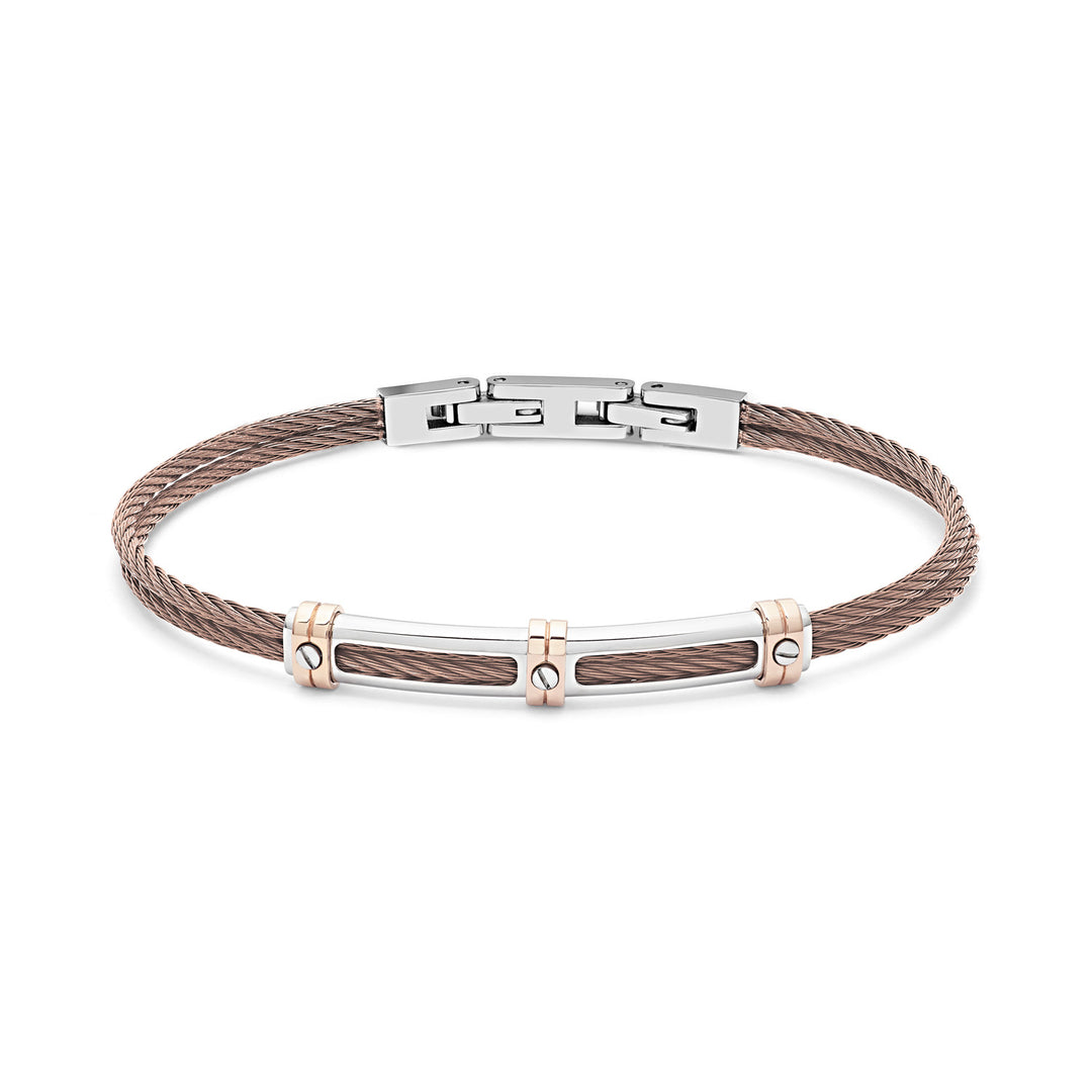 Comete stål og brun PVD kabel armbånd UBR959