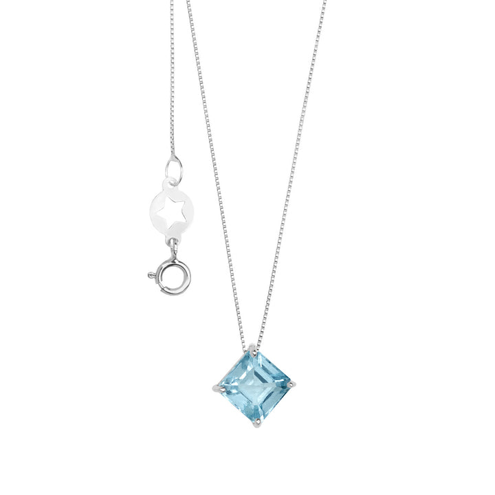 Comete Halskæde i hvidguld med Blue Topaz Carrè GLB1645